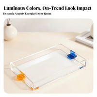 Rectangular Tray Raised Edge Tray Rectangular Acrylic Organizer Tray Vanity Tray Transparent Acrylic Construction Suitable for Living Room Display Kitchen Countertop Cosmetic Organization Book Shelf