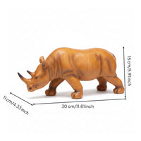 Animal Ornament Figure Wood Grain Statue Base Standing Pose for Desktop, Shelf