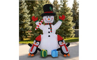 Stable Inflatable Snowman with Penguins Weatherproof Christmas Inflatable Snowman Waterproof Decoration Long-Lasting for Lawn