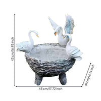 Swan Planter Hand Painted Elegant Planter Pot Vintage Mini Landscape for Courtyard
