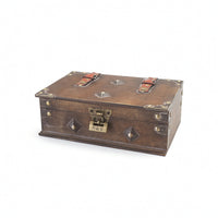 Wooden Storage Box with Lid Weathered Wooden Box with Hinged Lid Rustic Decorative Treasure Chest for Desktop