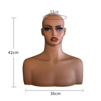 Mannequin Head with Shoulders Skin-Tone Female Display Bust Female Mannequin Head for Jewelers