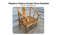 Traditional Chinese Armchair Hardwood Wood Construction Slatrear Armchair With Armrests Vintage Design for Living Room