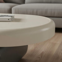 Curved Base Oval Coffee Table Cream Design Modern Biscuit Coffee Table for Reception Area