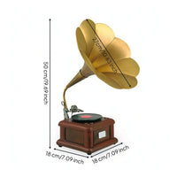 Gramophone Model with Fluted Sound Projector Antique-Style Decor Nostalgic