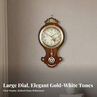 Vintage Brass Clock Quiet Mechanism 3D Decorative Clock Non-Ticking Home Decor for Living Room, Entryway, Office