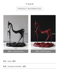 简约现代五金马工艺品摆件售楼部样板间客厅书房玄关桌面软装饰品