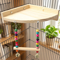 Bird stand with Perch, Swing and Wood Stand for Parakeets Cockatiels, Screw on Cage Bar for Medium Birds and Lovebirds