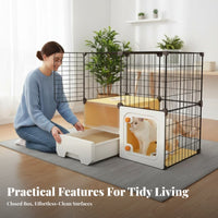 Multi-Level Cat Condo with Litter Box Enclosure Ventilated for Indoors, Bedroom