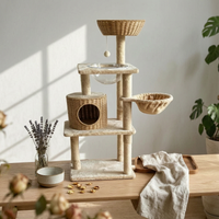 Multi-Level Cat Climber Woven-Look Multi Level Cat Climber Suspended Bowl Seat Climbing Frame