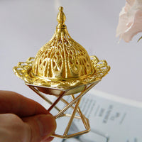 Middle Eastern Arabic Gold Metal Incense Burner Mini Handheld Home Decor