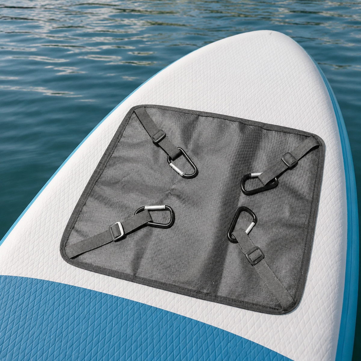 Black Mesh Swimming Bag with 4 Carabiners Zipper Closure for Watercraft Storage