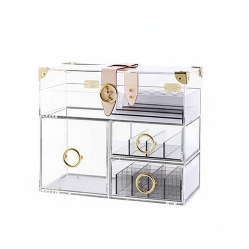 Transparent Multi-Drawer Makeup Case Dust-Proof for Bedroom, Bathroom, Students