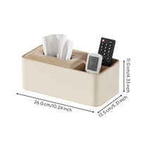 PU leather tissue box with remote holder