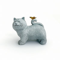 Cat Statue with Butterfly Illuminated Solar Cat Light Decorative for Patio, Lawn