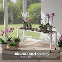 Rolling Plant Stand With Caster Wheels Flower Pot Holder Multi-Tier Design Indoor & Outdoor Use for Homeowners, Seniors, Balcony