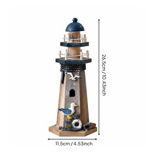 Coastal Style Lighthouse Statue Handcrafted Retro Lighthouse Model House Decoration for Office
