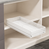 Under-sink Storage Basket, Drawer-Type Storage, 20cm Width, Slide-Type, Metal, Marble-Pattern PVC Base