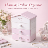 Desk Storage Organizer with Lid, Multi-Layer Drawer Box for Stationery, Cosmetics for Teens, Stackable for Dorm Room
