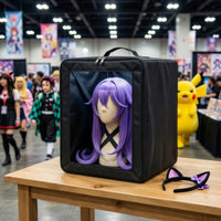 Soft-Sided Cosplay Storage Box with Window Safeguarding Hairpiece Head Case Transparent Hairpiece Case with Handle Long-Lasting for Conventions