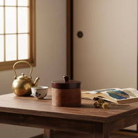 Lidded Wooden Jar Retro Design Round Wooden Canister Environmentally Conscious
