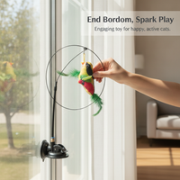 Interactive Suction Cup Cat Toy with Feather and Bird Design for Indoor Cats