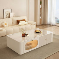 Low Coffee Table Modern Rectangular Coffee Table Glossy for Small Apartment
