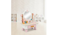 Pretend Vanity Table with Mirror Child-Friendly Toy Vanity Set Sturdy Grooming Station for Bedroom
