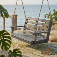 2 Seat Swing Bench Plastic Wood Two-Person Swing Bench Dark Gray Finish Armrests for Garden