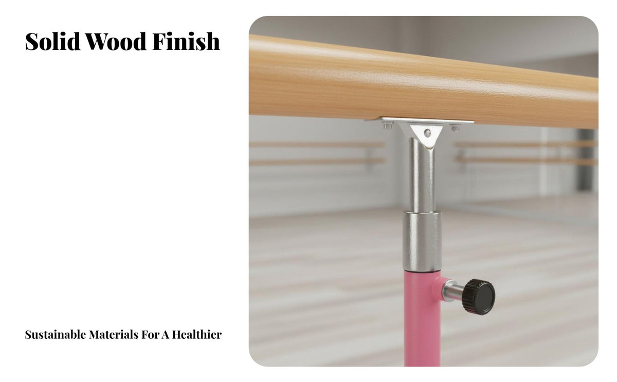 Multi-Functional Freestanding Ballet Barre Stable Base Floor Standing Workout Bar Heavy Duty Adjustable Height Dance Barre Non-Slip Feet for Children, Beginners