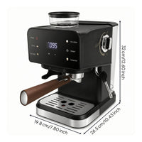 Semi-Automatic Espresso Machine with Grinder 20 Bar Espresso Machine with Bean Hopper Integrated Appliance Compact for Home Baristas, Kitchen, Office Breakroom