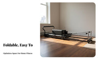 Full-Body Workout Foldable Pilates Reformer Adjustable Resistance Pilates Core Bed Effortless Gliding Aluminum Reformer Machine Easy Assembly for Adults, Advanced Users, Beginners, Strength Training, Gym