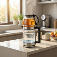 2000W Double-Layer Glass Kettle 220V Two-Chamber Chamber Kettle Transparent Kitchen Appliance Level Markings