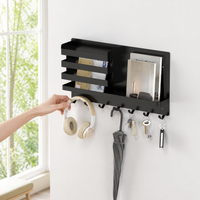 Wall Mounted Organizer with Tray, Carbon Steel Storage Rack, Space Saving Hanging Organizer for Kitchen, 10kg Load