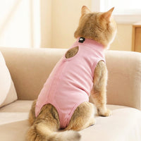 Cat Recovery Suit with Fasteners, Sleeveless Post-Surgery Vest Style, Breathable Anti-Licking Cat Suit and Belly Protector for All-Seasons Use