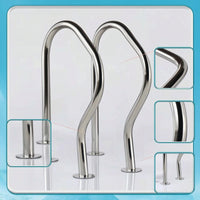 2 Pieces Rustproof Swimming Pool Handrail Inground Pool Handrail Corrosion-Resistant Grab Bar Easy to Install for Swimmers, Hotel Operators