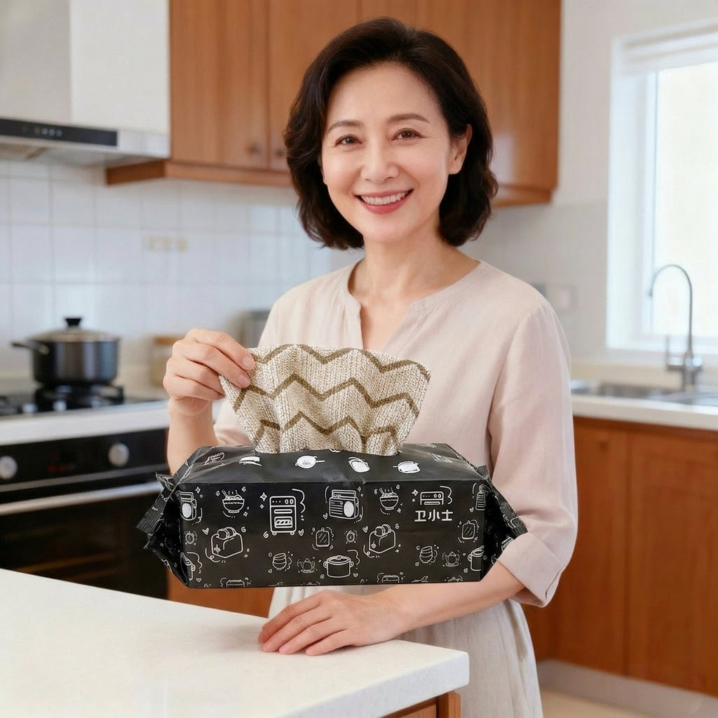 Wave Textured Microfibre Cloth and Kitchen Towel Roll, 20 Pack Cleaning Cloths, Reusable Polyester-Nylon Blend for Oil and Water Spills, 25x25cm