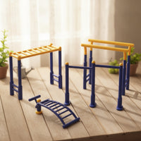 4 Pieces Mini Miniature Gym Set Plastic Dollhouse Playground Equipment Two-Tone Miniature Parallel Rails Colorful for Children, Collectors, Pretend Play, School Diorama