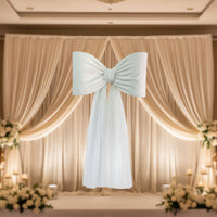 Mesh Bow with Drape White Tulle Bow Translucent for Brides, Wedding Planners, Window Display, Photography Backdrop