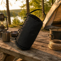 Cylindrical Storage Bag Polyester Inner Lining Outdoor Gear Zipper Closure