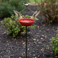 Metal Garden Stake Bird Bath Multi-Function Bird Bath Feeder Decorative for Yard
