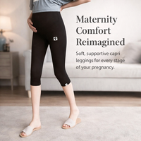 Maternity Leggings with Elastic Waist for Summer Comfort, Lightweight Cropped Trousers for Gym and Loungewear