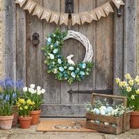Easter Bunny Egg Wreath, Easter Wreath for Front Door, Easter Decorating Rattan Circle Wreaths Ornaments Cute Bunny for Homeowners, Party Planners, Gift, Entryway