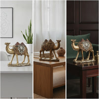 Camel Figurine with Saddle and Chain Ornate Decor Compact for Office, Art Lovers