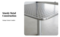 Folding Chair and Pedestal Table Utilitarian Look Square Table with 4 Chairs Retro Vintage lookSaving for Snack Bar, Food Court
