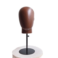 新款木纹色头模配银色底座可调高低可拆装帽子展示架假发陈列架