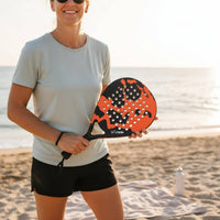 Sand Court Racket Carbon Fiber Paddle Lightweight Carbon Fiber Perforated Paddle Racket for Beginners, Outdoor