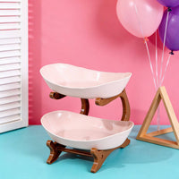 Double Tiered Dessert Stand Easy to Clean Double Layer Dessert Platter