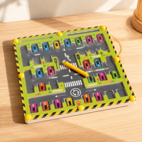 Wooden Kids Car Parking Maze Game Early Education Toy Bead Labyrinth Pen Training Puzzle