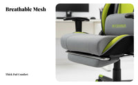 Highspine Gaming Chair with Footrest Breathable Spinerest Highspine Gaming Recliner Ergonomic Desk Seat for Students, Internet Cafe, Studying